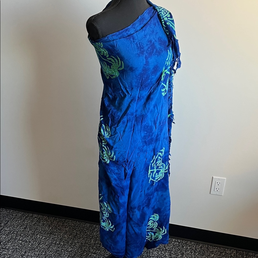 Vibrant Blue and Green Women's Swim Cover-Up